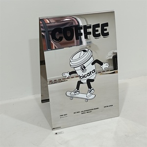 Custom Pattern Mirror a <b>Frame</b> Sign Commercial Sidewalk Outdoor Floor Stand Advertising Metal Coffee Shop Mirror Sign Board - Product Image 2
