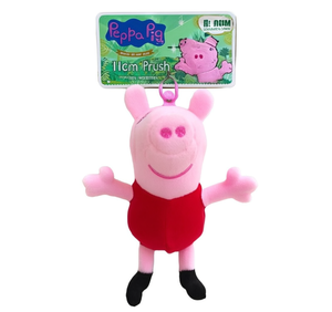 Peluche Peppa Pig da appendere, 11 cm, per bambini dai 2 ai 4 anni, morbido peluche con vestito rosso e scarpe nere - Product Image 1