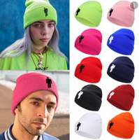Chapeau tricoté chaud d'hiver personnalisé en acrylique, couleur unie, style pull, 60 couleurs, résistant au vent et au froid, bonnet ajustable