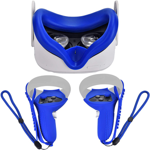 Kit de accesorios de silicona VR suave con cubierta facial y cubierta de controlador para <span class=keywords><strong>Oculus</strong></span> <span class=keywords><strong>Quest</strong></span> <span class=keywords><strong>2</strong></span> Touch Grips con correa de mano - Product Image 1