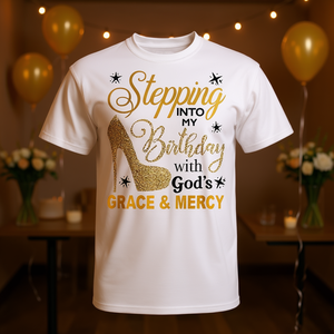 T-shirt promotionnel « Entrer dans l'anniversaire avec la grâce et la miséricorde de Dieu » - Product Image 2