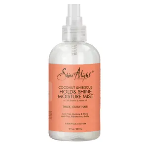 Private Label organic COCONUT & HIBISCUS ingredients HOLD & SHINE MOISTURE MIST for curly hair