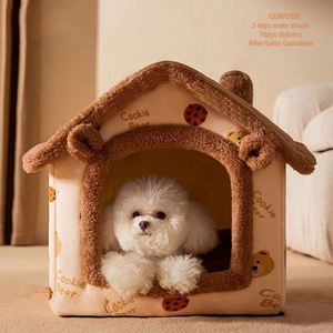 Cama para Mascotas con Diseño de Casa de Osito, con Forro Polar Ártico y Relleno de Poliéster, Acolchado de Esponja Suave, Cama de Moda con Diseño de Dibujos Animados para Perros y Gatos - Product Image 1