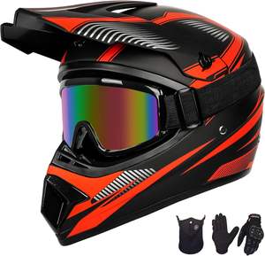 Casque de motocross pour jeunes enfants Casque intégral de moto Dirt Bike tout-terrain VTT <span class=keywords><strong>BMX</strong></span> MX ATV avec (masque de lunettes de gants) - Product Image 1