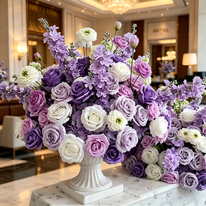 Ornement de table floral artificiel fait main de haute qualité en forme de boule de fleurs violettes pour mariage, vente en gros - Product Image 1