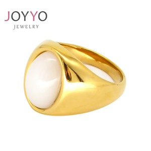 Emarald Gemstone Oval Opal Tiger Eye Stone <strong>Ring</strong> No Fade 24K Gold PVD Women Fine Jewelry Ladies Stainless Steel <strong>Ring</strong> - Product Image 2