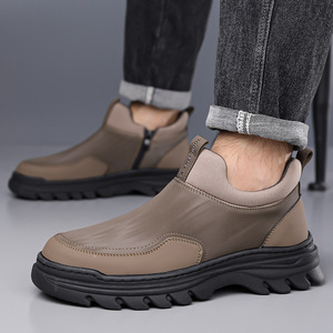 Bottes d'hiver pour hommes, bottines à bout rond, tige synthétique, doublure en fourrure, semelle extérieure en caoutchouc antidérapante, semelle intermédiaire en EVA chaude - Product Image 2