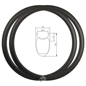 Ultra ligero de venta de llantas para 38mm x 25mm de ancho en forma de rueda de 24/36 agujeros de basalto de frenado ruedas de carbono 700C