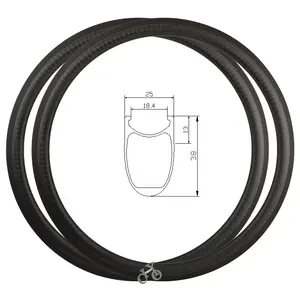 Jantes en carbone Ultra légères de 38mm x 25mm, roues larges en forme de U, 24/36 trous, jantes de freinage en basalte 700C, offre spéciale