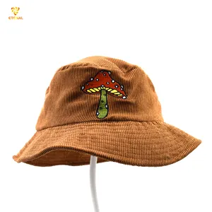 2024 Top Quality Custom Solid Color Embroidery Corduroy Bucket Hat Unisex