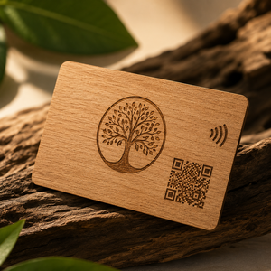 Carte de membre NFC en bois personnalisée avec gravure laser et code QR pour une promotion de marque écologique - Product Image 1