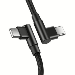สายชาร์จข้อมูลแบบถักไนลอนโลโก้ปรับแต่งได้ หัวงอ Type-C to Type-C รองรับการชาร์จเร็ว 60W สายชาร์จโทรศัพท์ USB C - Product Image 2