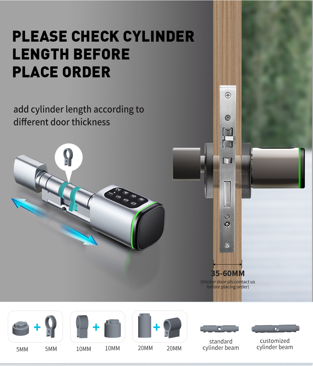 SMARTEK S1K Passcode RFID IC Card KEY TTLOCK APP BLE Door Smart Cylinder Lock For Replacing Old Mechanical Cylinder