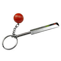 Mini porte-clés sportif en métal personnalisé, batte de cricket et ballon, accessoires de sac, léger, ornement pour voiture et porte-clés