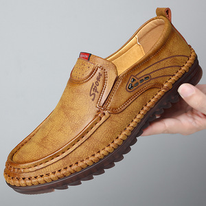 Men's Casual Leather Slip-on Loafers Low Heel Breathable <b>Driving</b> <b>Shoes</b> Wenzhou Origin - Product Image 2
