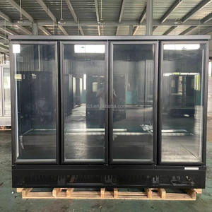 Enfriador Vertical Negro con Cuatro Puertas, Refrigerador Exhibidor de Bebidas sin Escarcha para Supermercado - Product Image 2