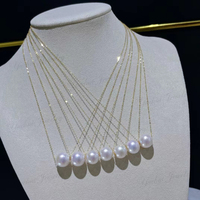 Bijoux de mode, chaîne Rolo en or 18 carats, pendentif simple en perle d'eau douce ronde Edison de 10-11 mm pour femmes