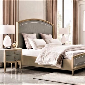 Ensemble de meubles de <span class=keywords><strong>chambre</strong></span> à coucher de luxe haut de gamme en bois massif, style américain, design italien tendance, avec <span class=keywords><strong>armoire</strong></span> assortie, taille King Size - Product Image 1