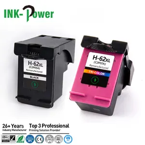 Tinta-power 62xl 62 cartucho de impressora hp, cor premium removível, para hp62 hp62xl envy 5540 5640 oficial ejet 5740