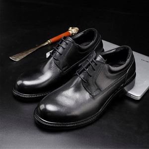 Luxurious New Leather Upper Waterproof <b>Height</b> <b>Increasing</b> Lace-up Closure Goodyear Welt Construction Men's Casual Autumn <b>Shoes</b> - Product Image 4