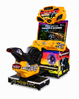LECHUANG Machine de jeu d'arcade de course de motos pour enfants à monnayeur, simulateur vidéo en métal, plastique et acrylique, pour divertissement intérieur, version anglaise