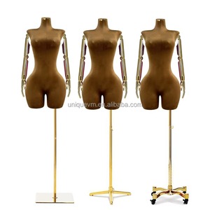 Grande <span class=keywords><strong>taille</strong></span> torse féminin Mannequin EURO USA 3/4 corps grande hanche velours enveloppé grosses femmes buste factice support pour affichage de vêtements - Product Image 1