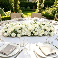 DKB - Camino de Mesa Decorativo para Bodas, Flores Artificiales de Seda, Centro de Mesa y Camino de Mesa Floral