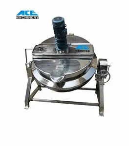 Steam Milk Boiling Gas Heating With Mixer Oil Jacketed Kettle