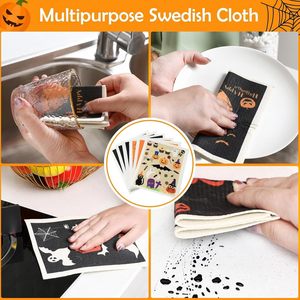 Paños de Cocina Modernos con Diseño de Halloween, Fantasmas y Calabazas, Lavables, Reutilizables, Ecológicos y Biodegradables, con Diseño de Brujas - Product Image 6