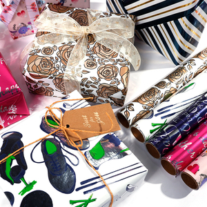 Wholesale 80g Birthday Valentine's Day Metallic <b>Paper</b> 43*300cm Gift Luxury Custom Packaging <b>Wrapping</b> <b>Paper</b> Roll - Product Image 2