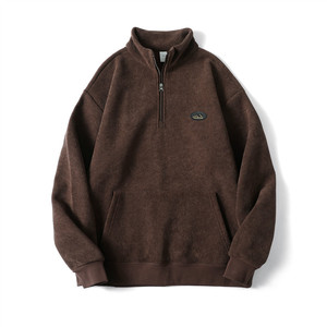 高品质半拉链运动衫立领纯色套头衫 - Product Image 6