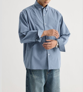 Người Đàn Ông Của 100% Cotton Mỏng Phù Hợp Với Giản Dị Rắn Màu Dài Tay Áo Sơ Mi Nhăn Chống Nhăn Nút Phía Trước Thiết Kế Máy Giặt Lạnh - Product Image 1