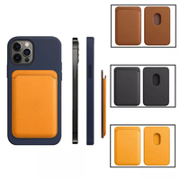 Dompet ponsel kulit Pu magnetis, dompet ponsel minimalis ramping dengan Logo kustom, tempat kartu ponsel untuk bagian belakang ponsel