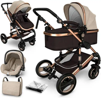 Poussette pliable de luxe 3 en 1 Landau de transport Mama Bag Housse de pluie pour enfants Poussette 3 en 1 avec siège auto