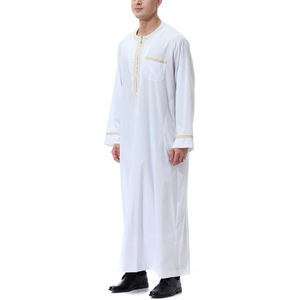 Abbigliamento Musulmano da Uomo OEM ODM, Caftano in Lino e Cotone Resistente, Vestito Lungo Etnico di Dubai - Product Image 3