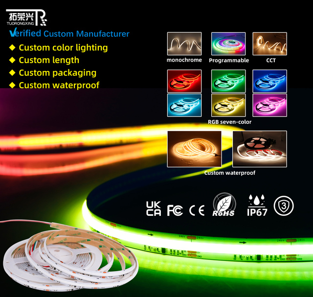 DC24V 10W 12mm 720LEDs WS2811 RGB Smart IC Home Decoration Lighting for APP Remote Control Flexible COB LED Strip Light