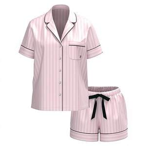 Set <span class=keywords><strong>Pigiama</strong></span> Personalizzato Victoria's Secret 2 Pezzi, Maniche Corte e Pantaloncini a Righe, Abbigliamento da Casa per <span class=keywords><strong>Donna</strong></span>, Primavera/Estate, Puro <span class=keywords><strong>Cotone</strong></span> Modal - Product Image 5