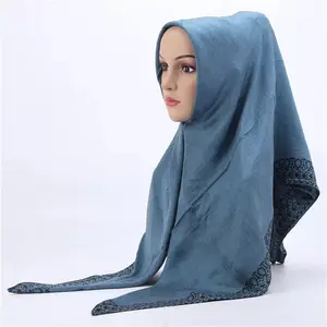 2024 New design hot sale 105*105 square scarf for lady plain polyester high quality hijab scarf