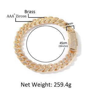 Collar de hombre de moda estilo hip hop europeo americano, nuevo, de 20 mm, con cadena de bambú de cobre incrustado con circonitas, ideal para rap y combinar con todo. - Product Image 2