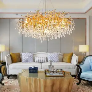 Moderne Luxe Led Kristallen Kroonluchter Wonen Decoratieve Hanglamp Watervilla Drop Boomtak Licht Binnenverlichtingsarmaturen