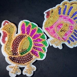 High Color Fastness Exquisite <b>Sequin</b> Embroidery Patches Iron on Thanksgiving Patches for Hoodies & Kids Clothes - Product Image 2
