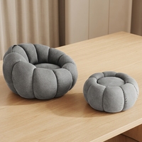 Fauteuil de relaxation pivotant simple ou double, style citrouille, en sherpa, pour balcon, inclinable et transformable en lit, très tendance, pour la maison et le bureau, avec structure métallique