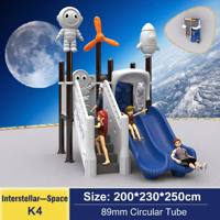 Equipo de Juegos Infantiles para Exteriores con Forma de Robot, con Tobogán de Plástico PE, Estructura de Juego Combinada Grande con Resorte para Guardería y Preescolar