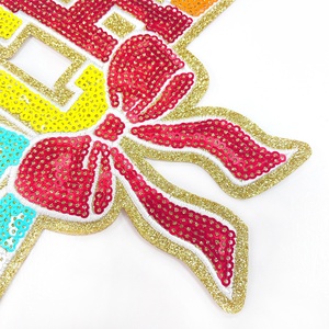 2025 moda Día del Maestro grandes parches de diseñador senior personalizados Chenille lentejuelas bordado brillo arco parches para ropa - Product Image 3