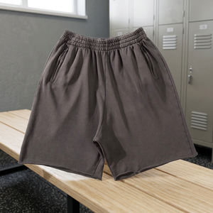Pantalones Cortos Bermuda de Algodón Transpirable para Hombre, Color Sólido, Cintura Elástica, Estilo Casual con Bolsillos, Tela Tejida de Cintura Media - Product Image 2