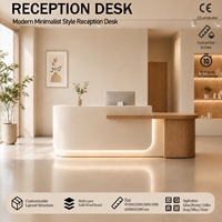 Comptoir de réception moderne à LED blanches, pour salon de beauté, clinique, bureau, hôpital, centre commercial, spa, logo personnalisé disponible
