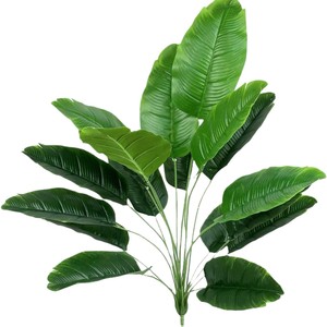 Bouquet de feuilles de bananier artificielles 30cm-100cm vert pour la décoration de la maison, du bureau et de l'extérieur - Product Image 1