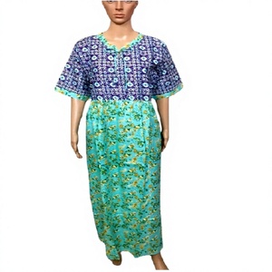 Women's Multicolor Floral Geometric Printed Midi Dress Casual Style Autumn Vibe 100% Cotton <b>Top</b> Custom Logo Back Detail - Product Image 1