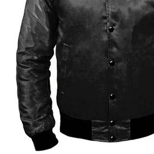 Wholesale Custom Satin Varsity Jackets for Men High Street Style Winter Wear Clothing With <b>Covered</b> <b>Button</b> Men Satin Jacket - Product Image 3