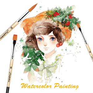 Set di 6 <span class=keywords><strong>Pennelli</strong></span> <span class=keywords><strong>per</strong></span> Pittura ad <span class=keywords><strong>Acquerello</strong></span> e Olio Fontainebleau con Logo Personalizzato, Ecologici, in Setole Sintetiche e Acrilico - Product Image 3